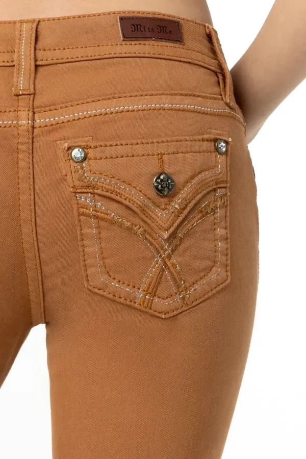 Camel Cross Stitch Straight Jeans