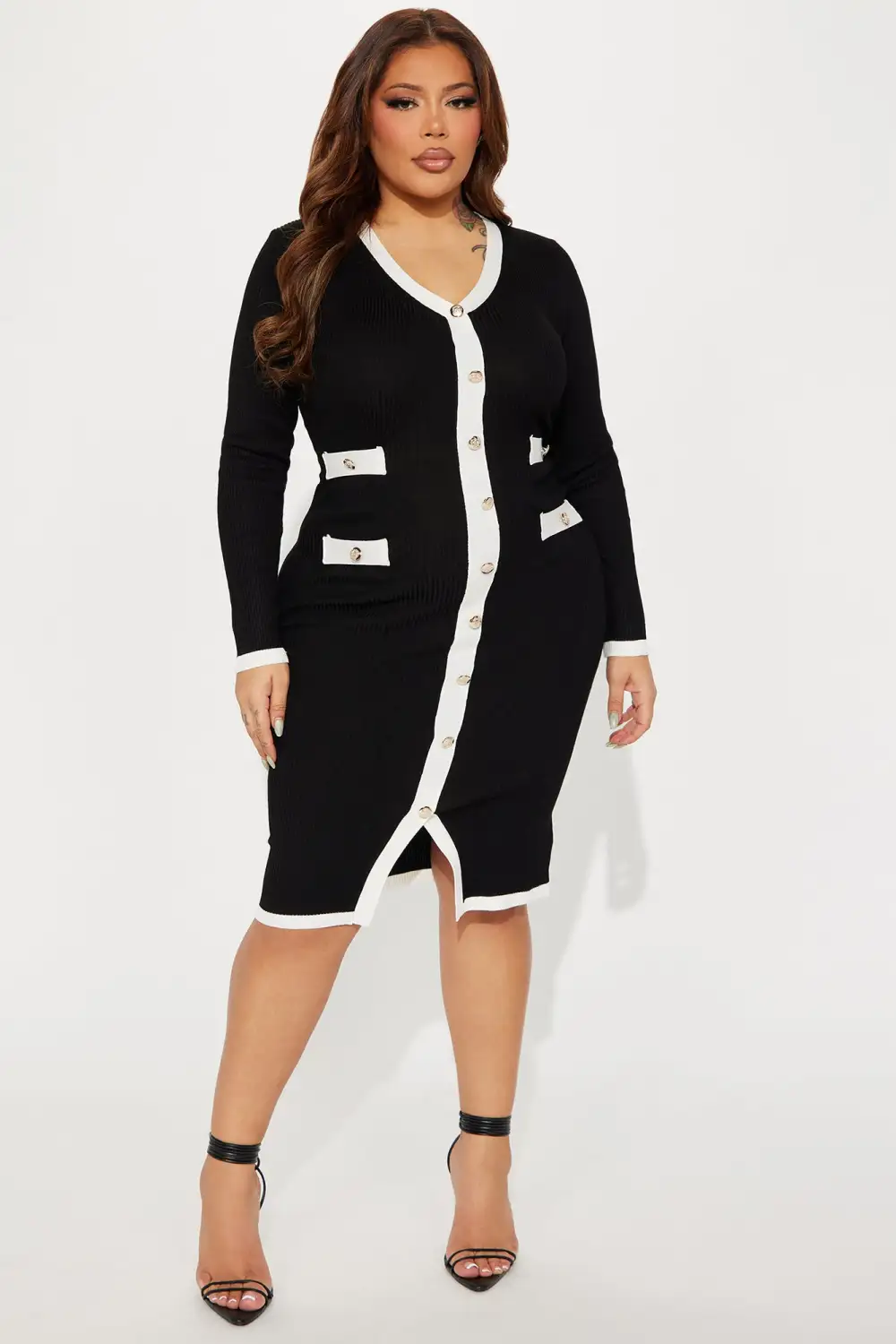 Endless Rose V-Neck Midi Dress - Black/combo