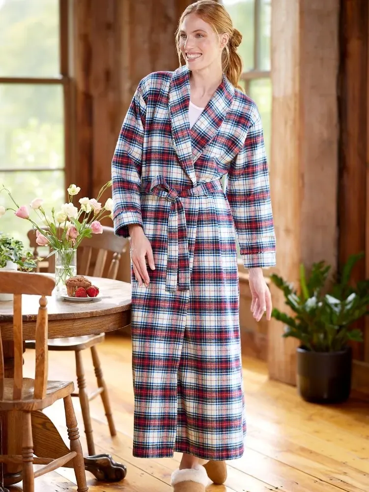 Women's Portuguese Cotton Flannel Wrap Robe