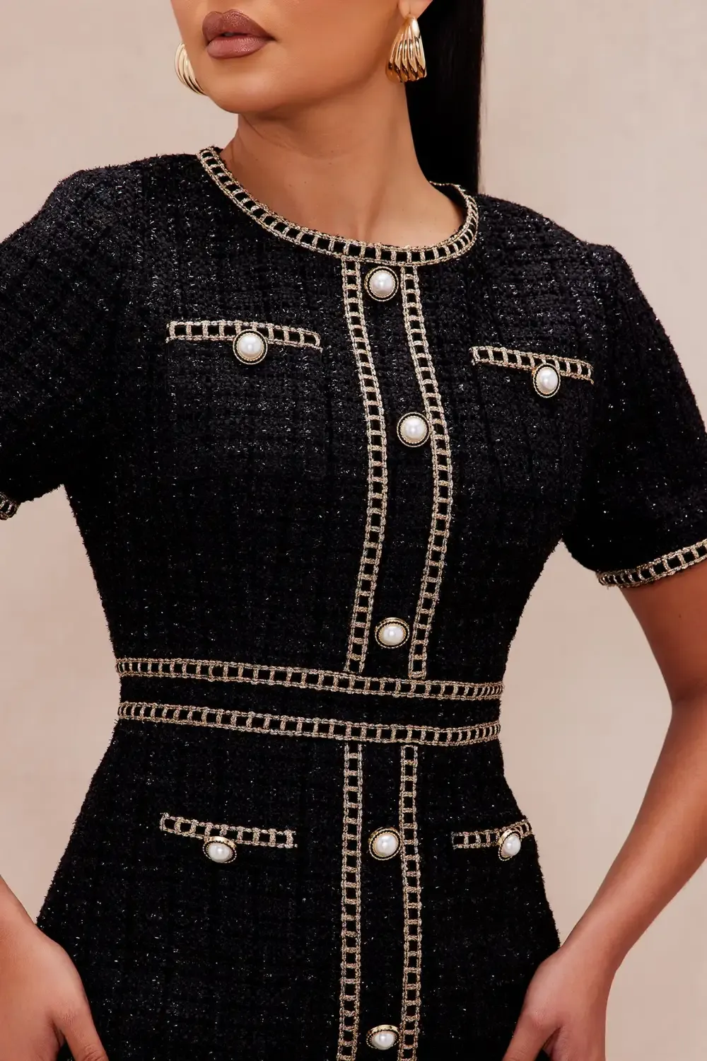 Genesis Tweed Mini Dress - Black/combo