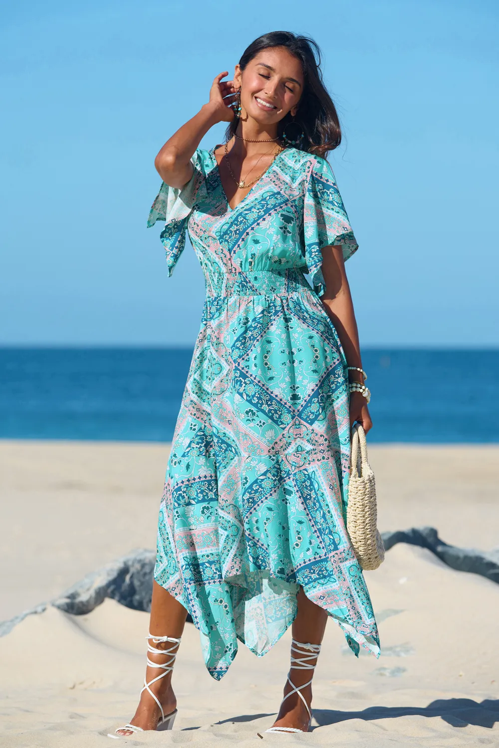 Bohemian Seas Blue Midi Dress