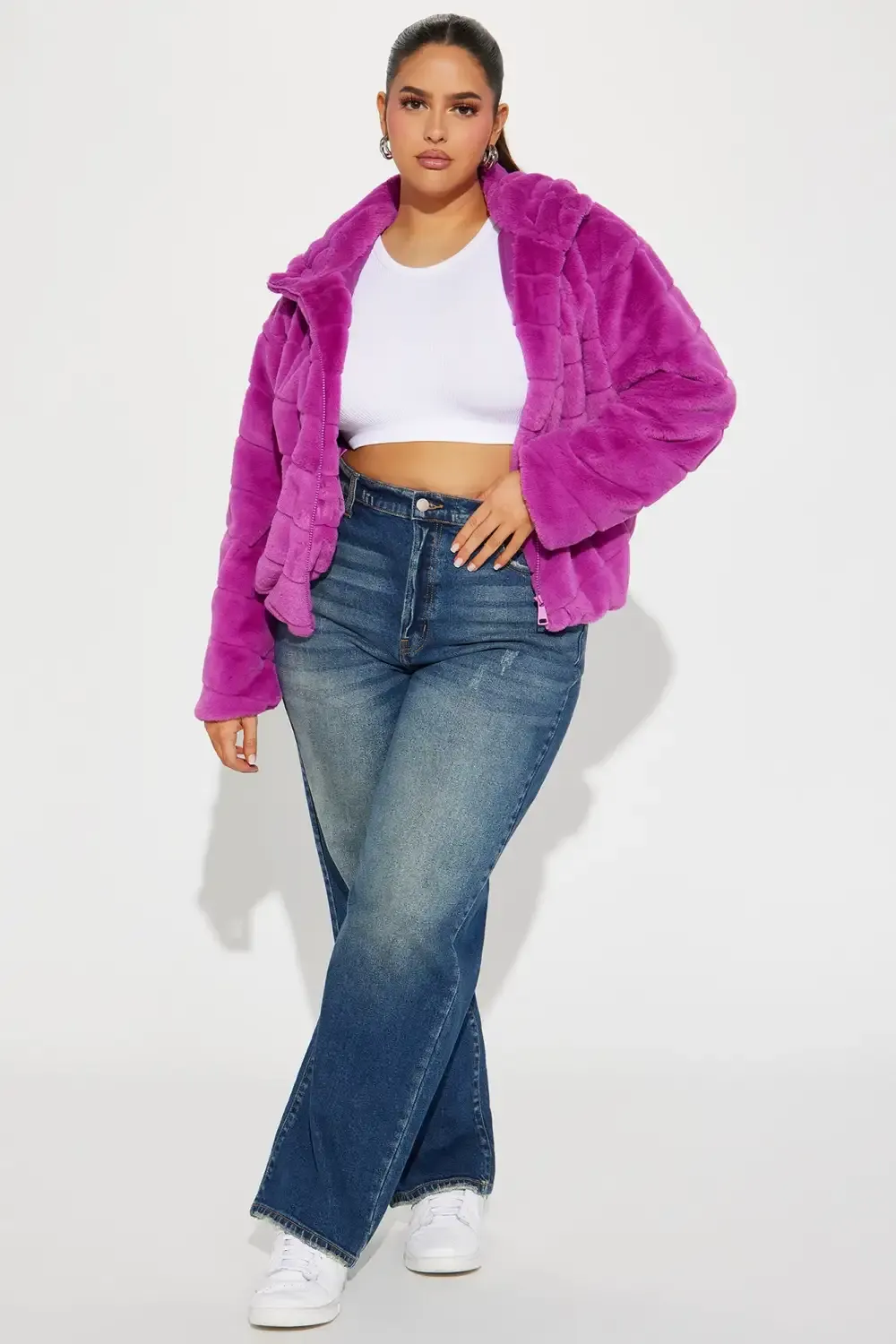 Capture This Faux Fur Jacket - Magenta