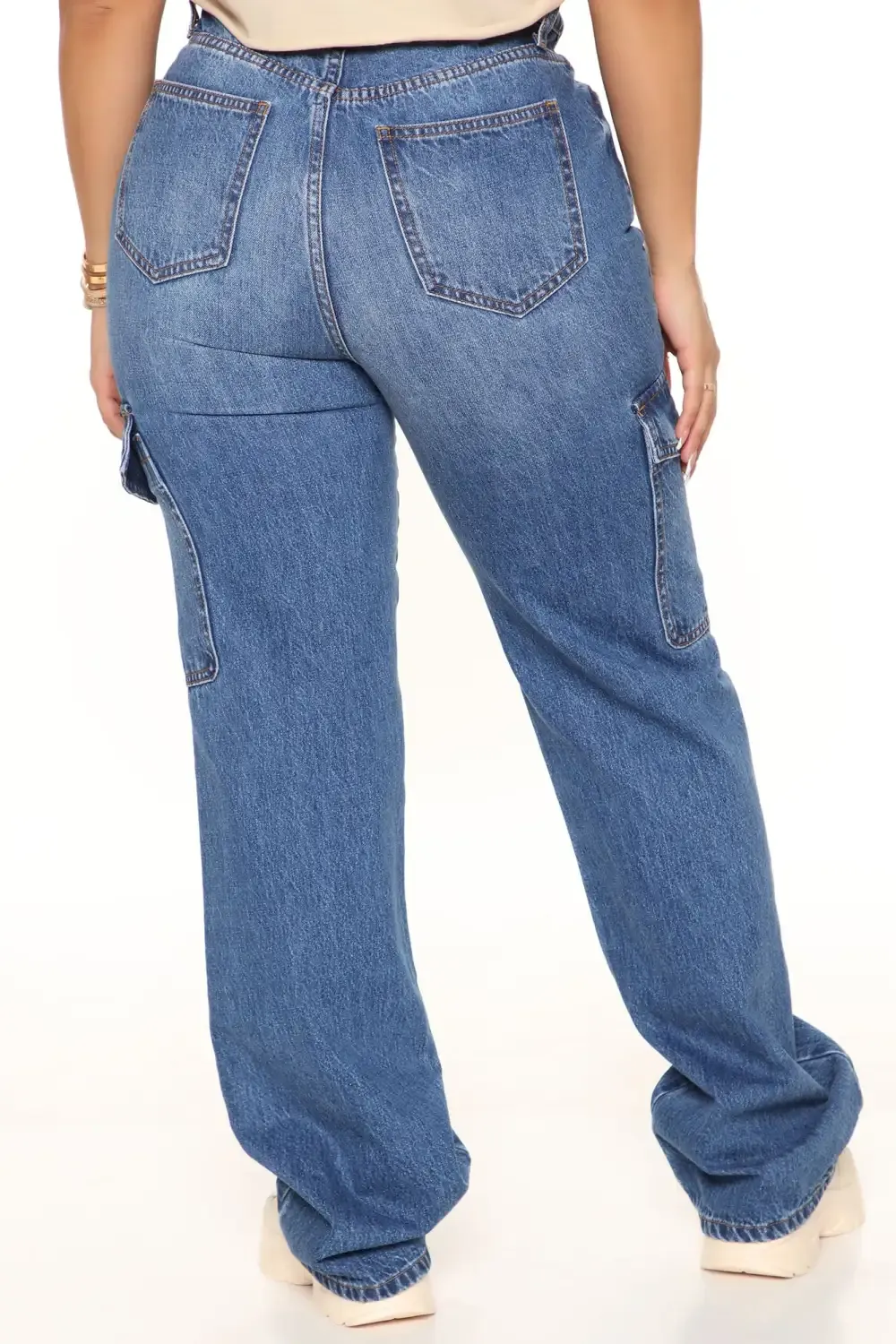 End Of Day Cargo Jeans - Medium Blue Wash