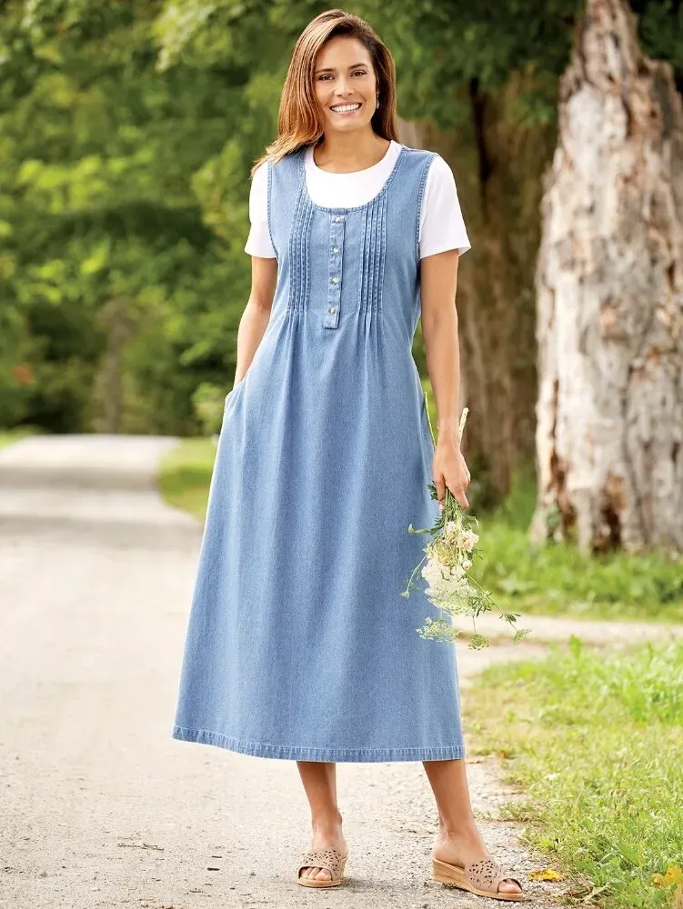 Denim Pintuck Jumper