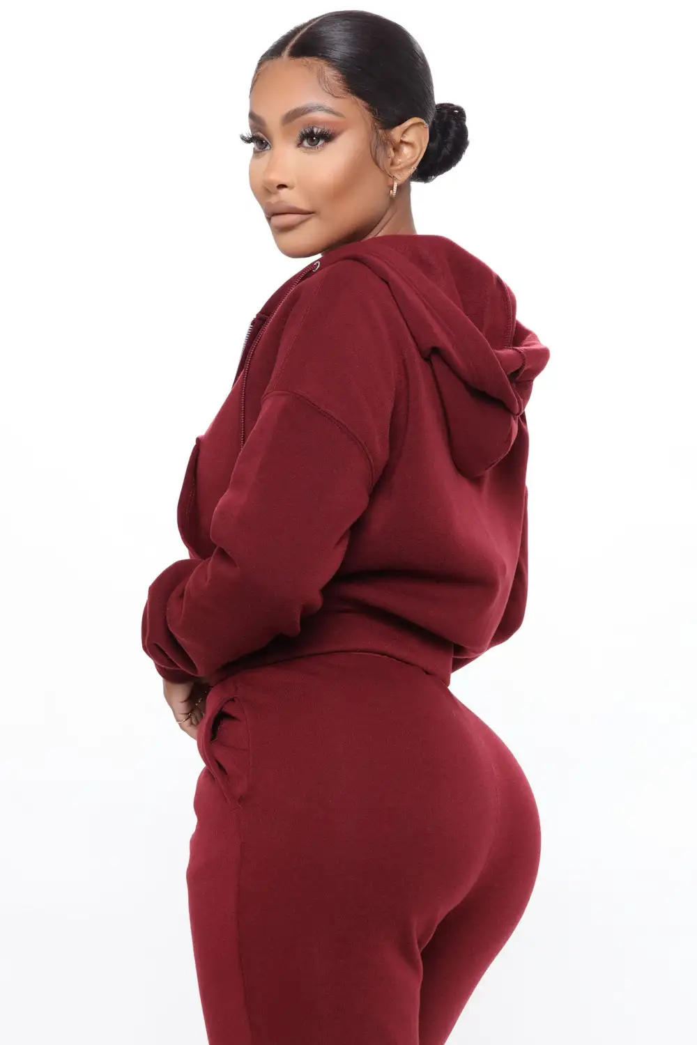 I Got This Zip Up Jacket And Jogger Set - Burgundy