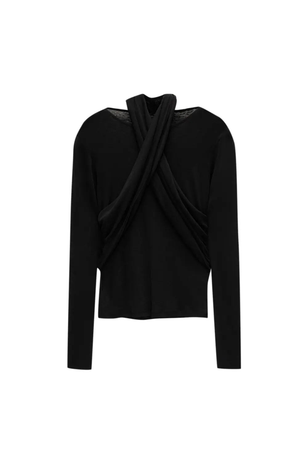 Crossover neckline T-shirt