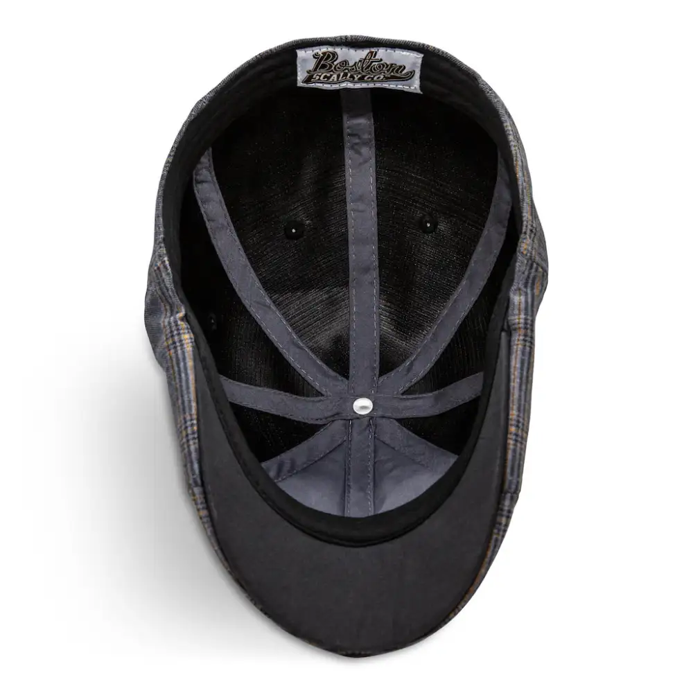 The 8-Panel Plaid Trainer Boston Scally Cap - Iron Grey Plaid