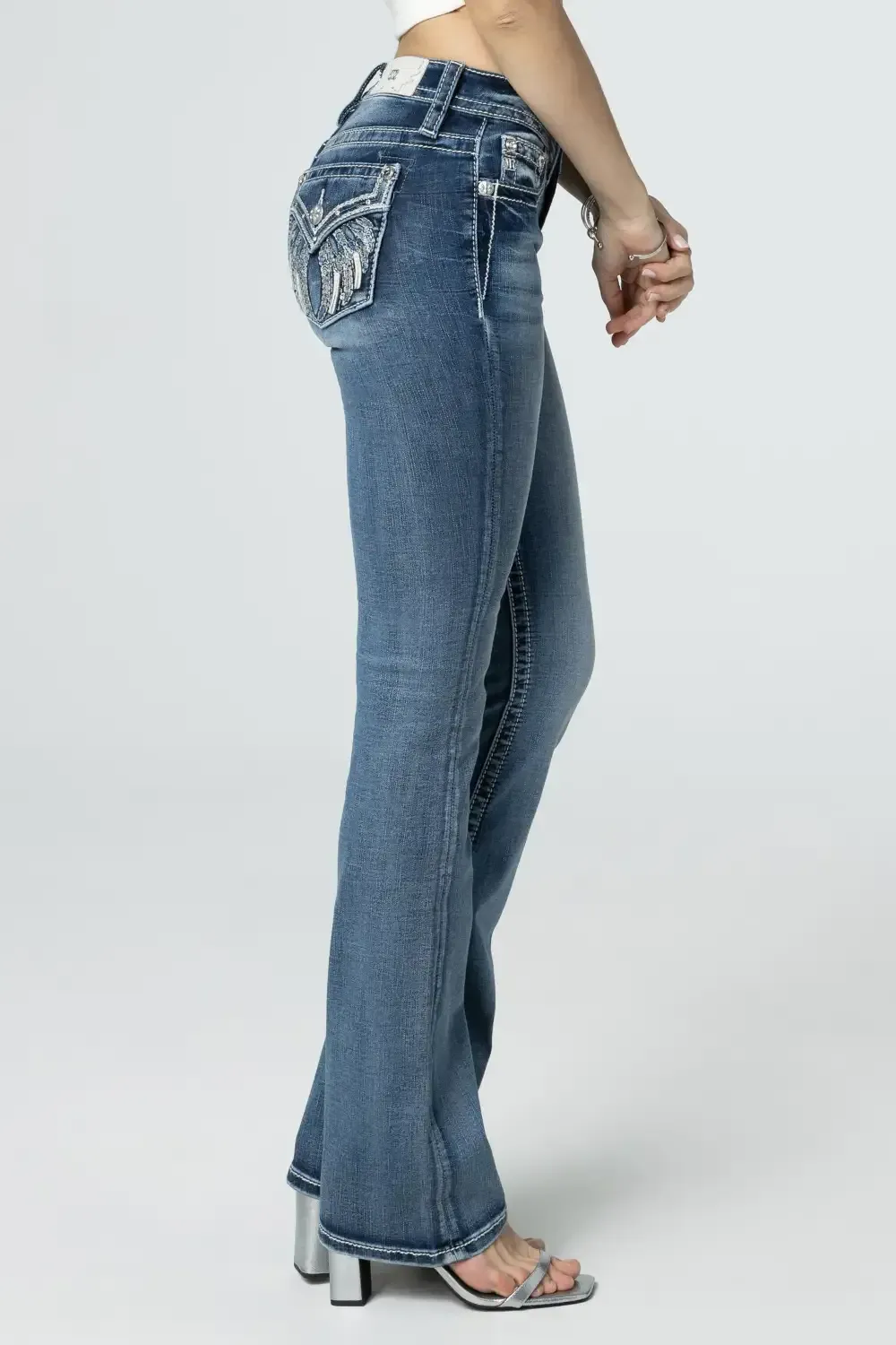 Silver Angel Down Wings Bootcut Jeans