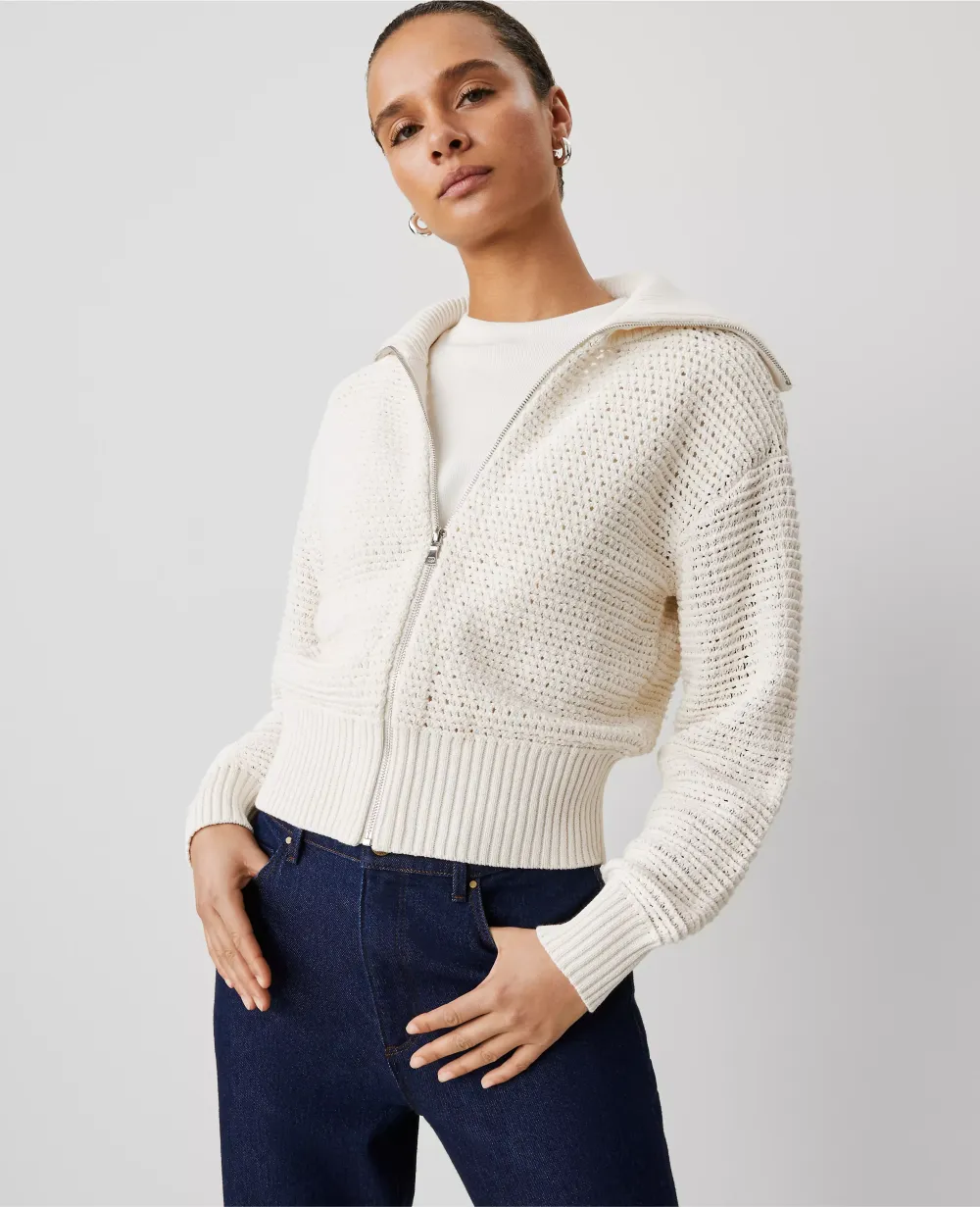 Weekend Collection Open-Stitch Bomber Jacket