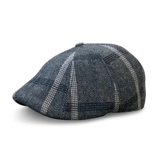 The Black Rose Peaky Boston Scally Cap - Black & Grey Plaid