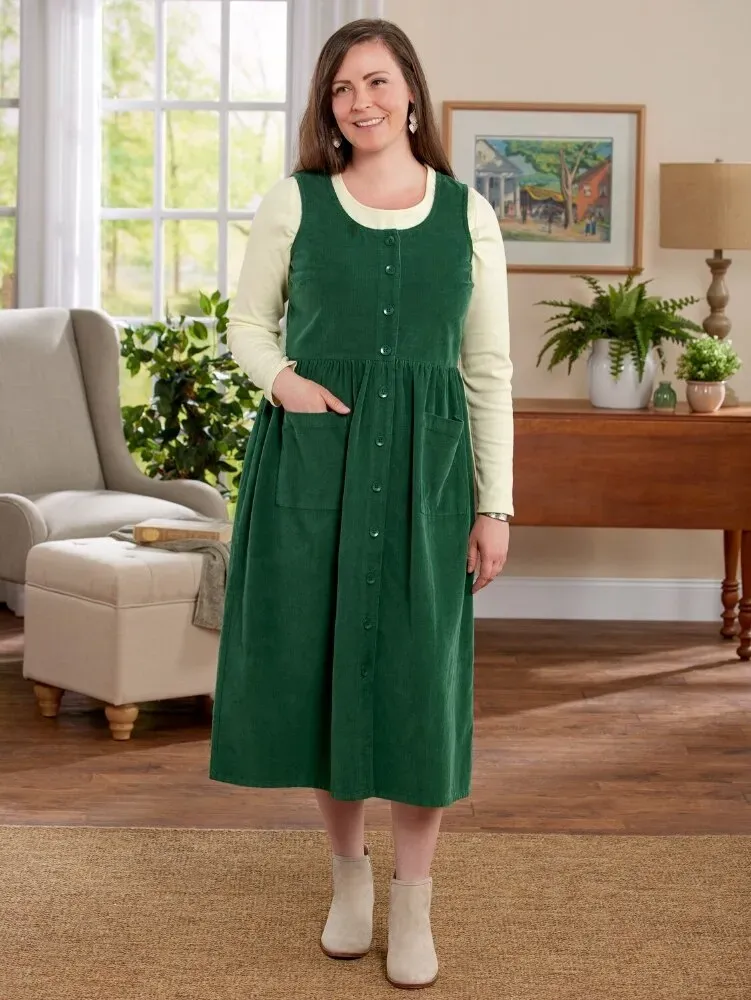 Button-Front Cotton Corduroy Jumper