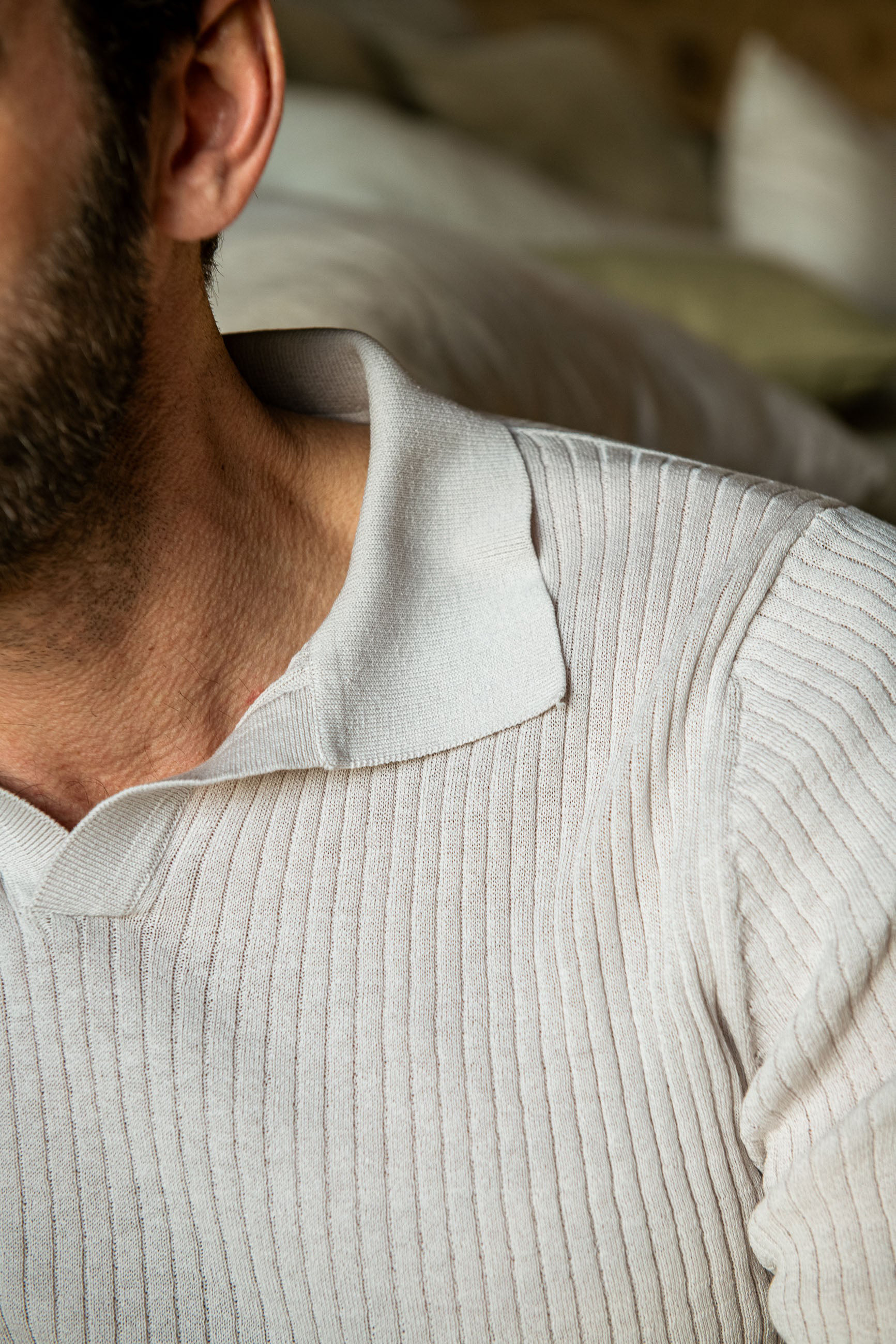 Thin Ribs Knit Polo