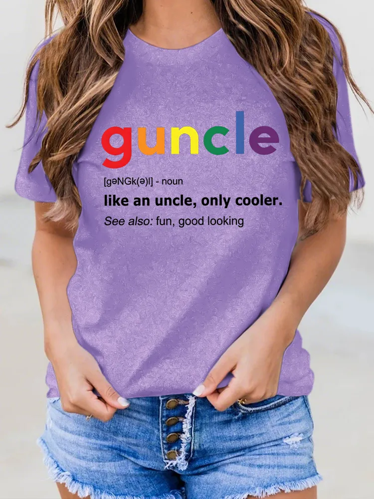 Women'S Guncle Round-Neck Short-Sleeved T-Shirt