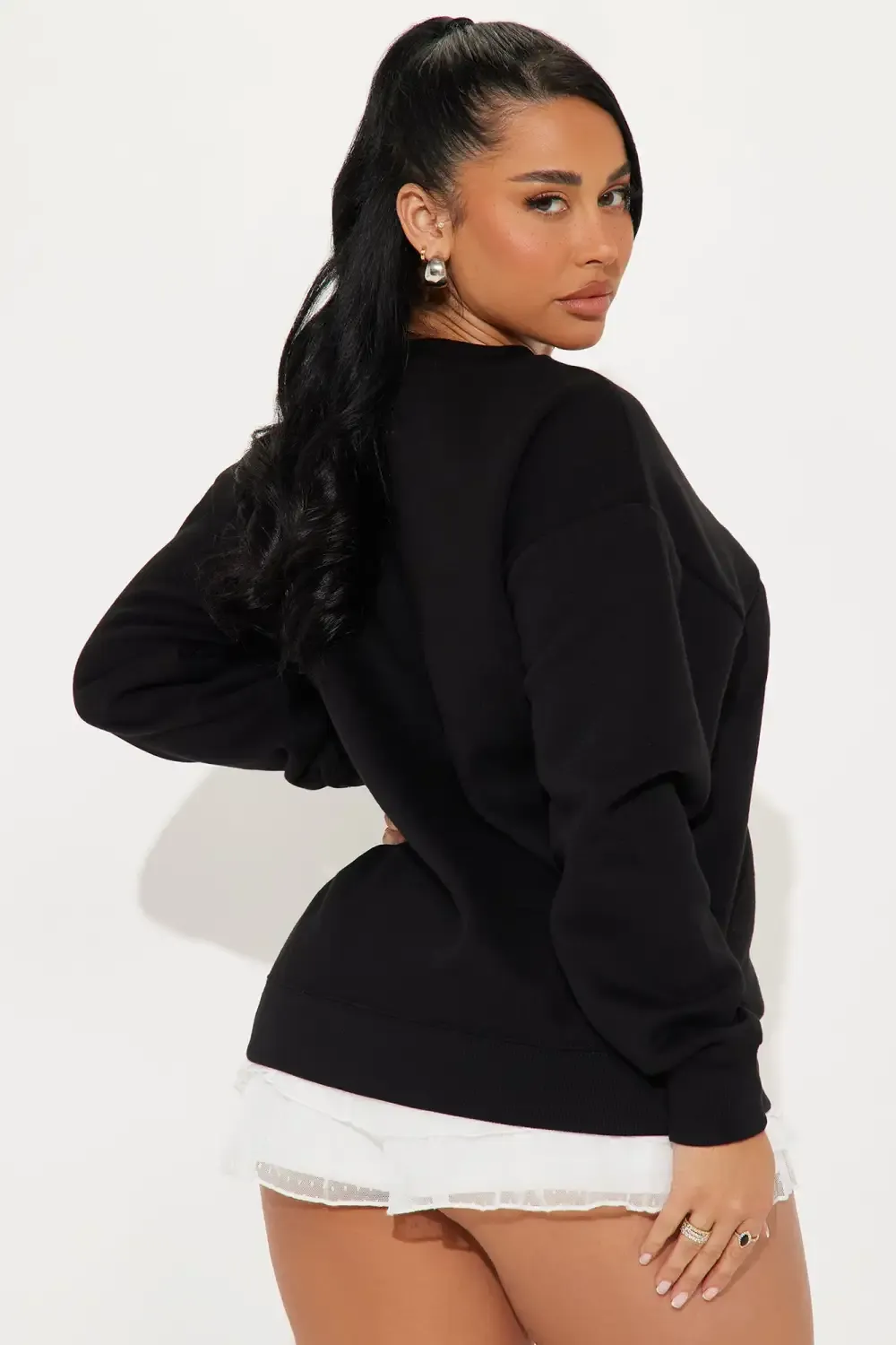 Put A Bow On It Sweatshirt - Black/Pink