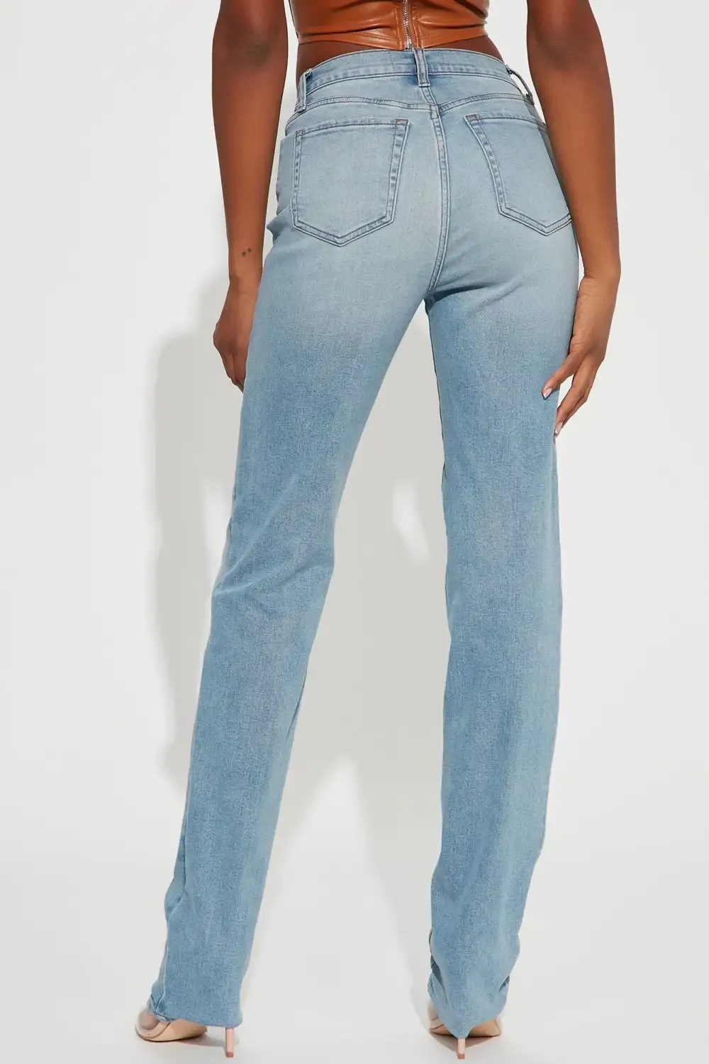Tall V Nice To Meet You Straight Leg Jeans - Light Blue Wash