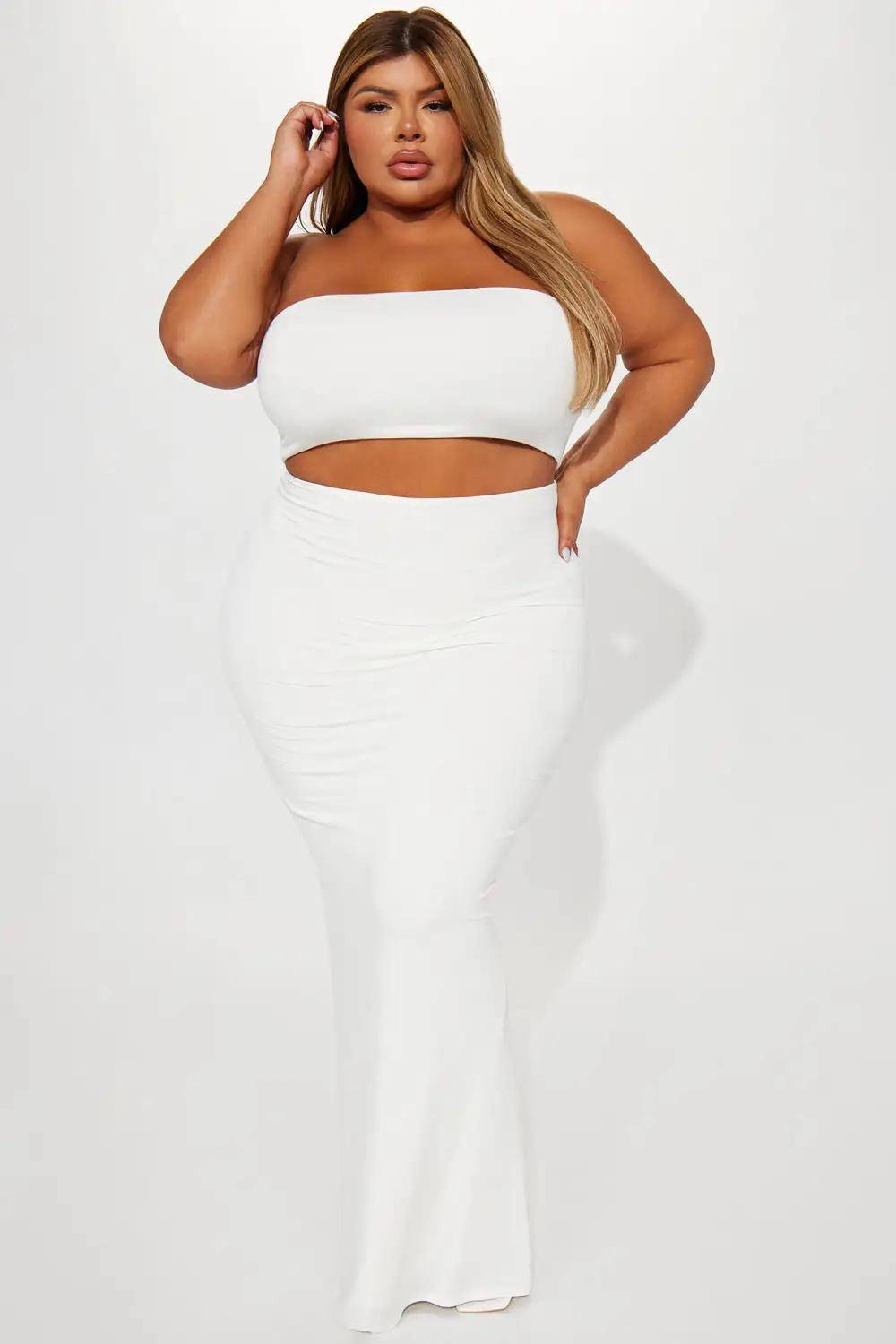 Another Time Double Lined Skirt Set - Ivory