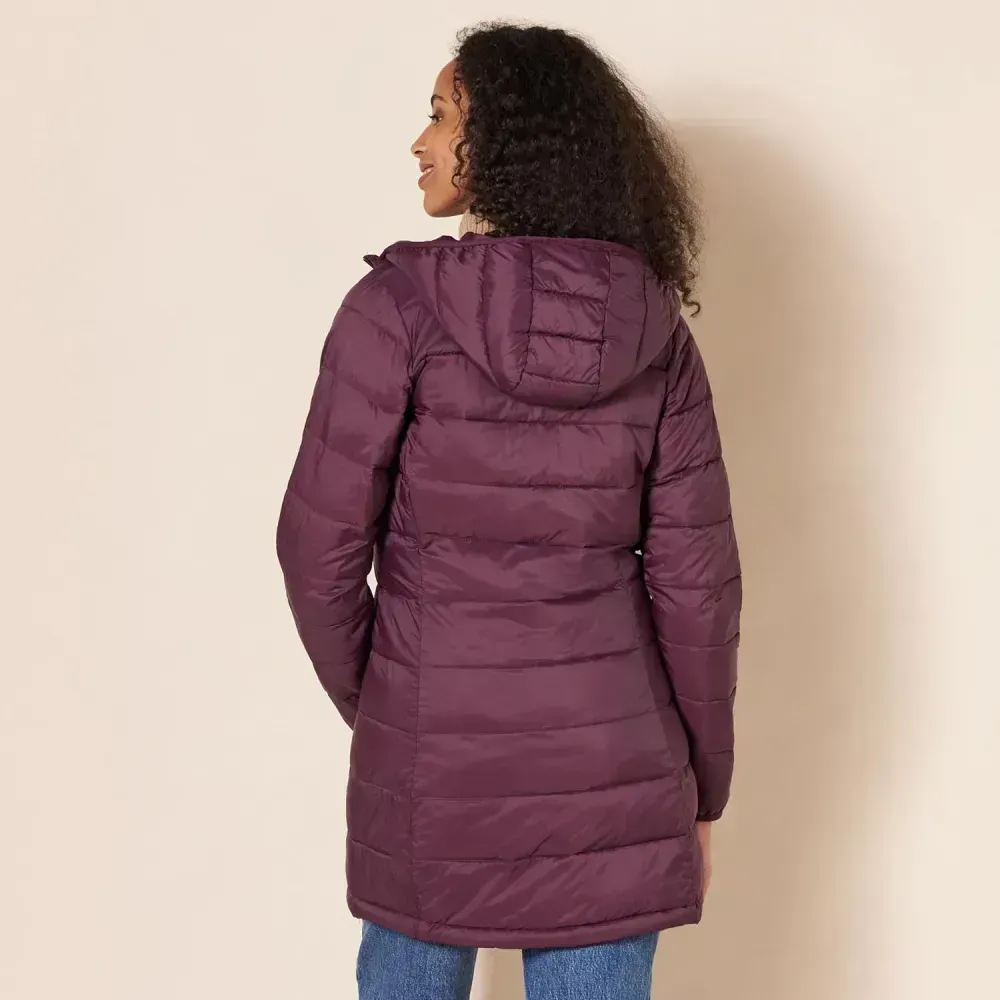 Women's Lightweight Water-Resistant Hooded Puffer Coat (Available in Plus Size)