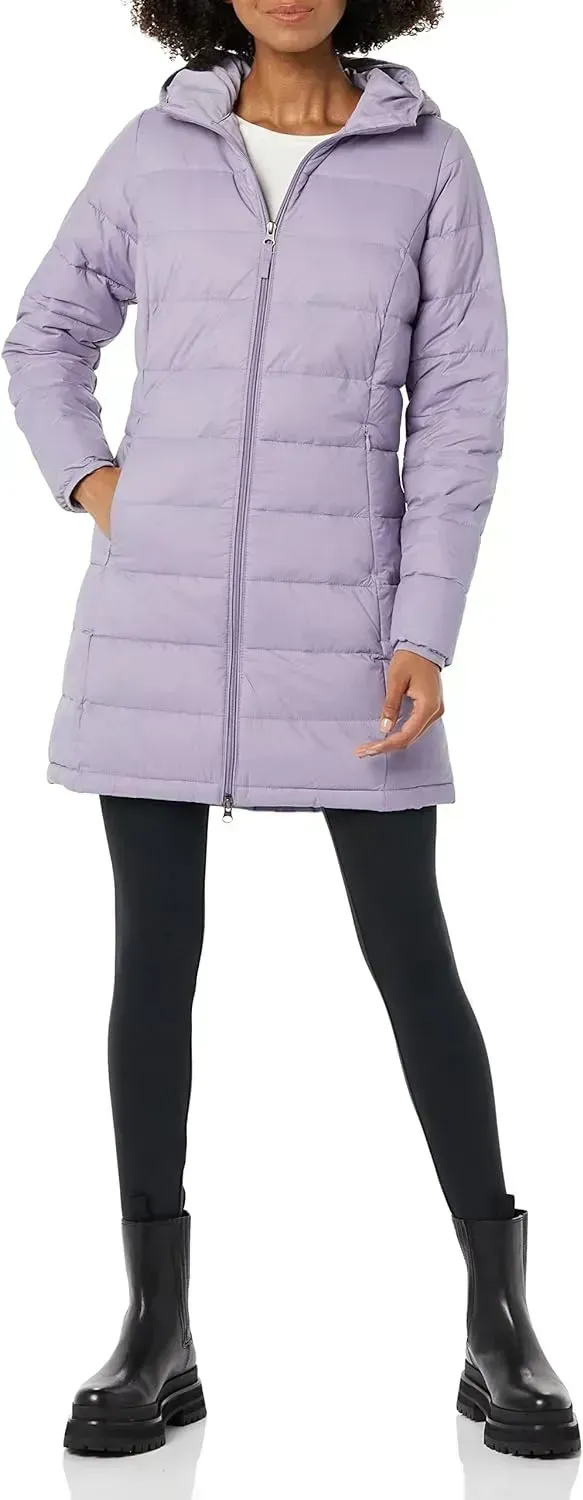 Women's Lightweight Water-Resistant Hooded Puffer Coat (Available in Plus Size)