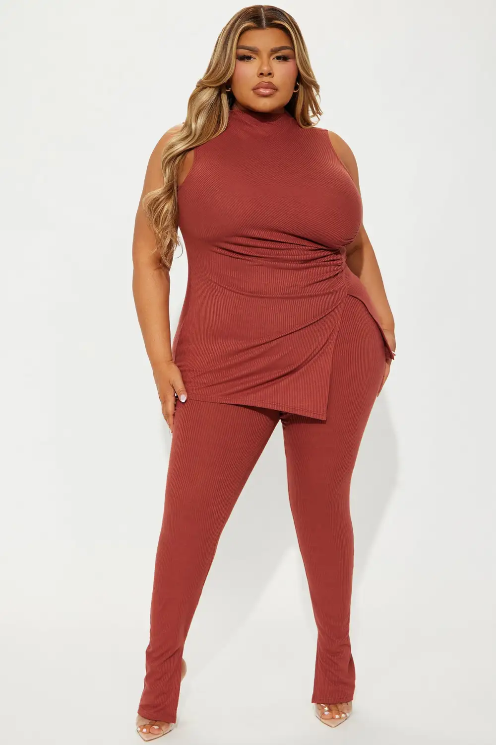 Miranda Sleeveless Legging Set - Marsala