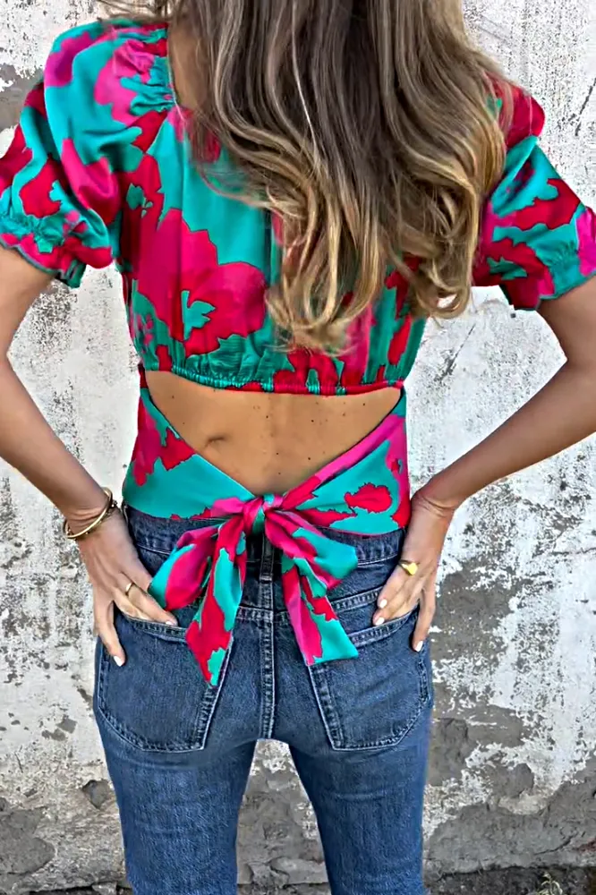 Women's Gradient Pattern Square Neck Top