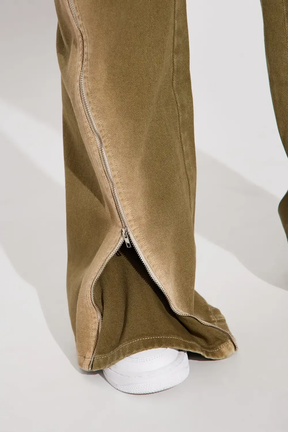 Let's Kick It Zip Straight Leg Jeans - Olive