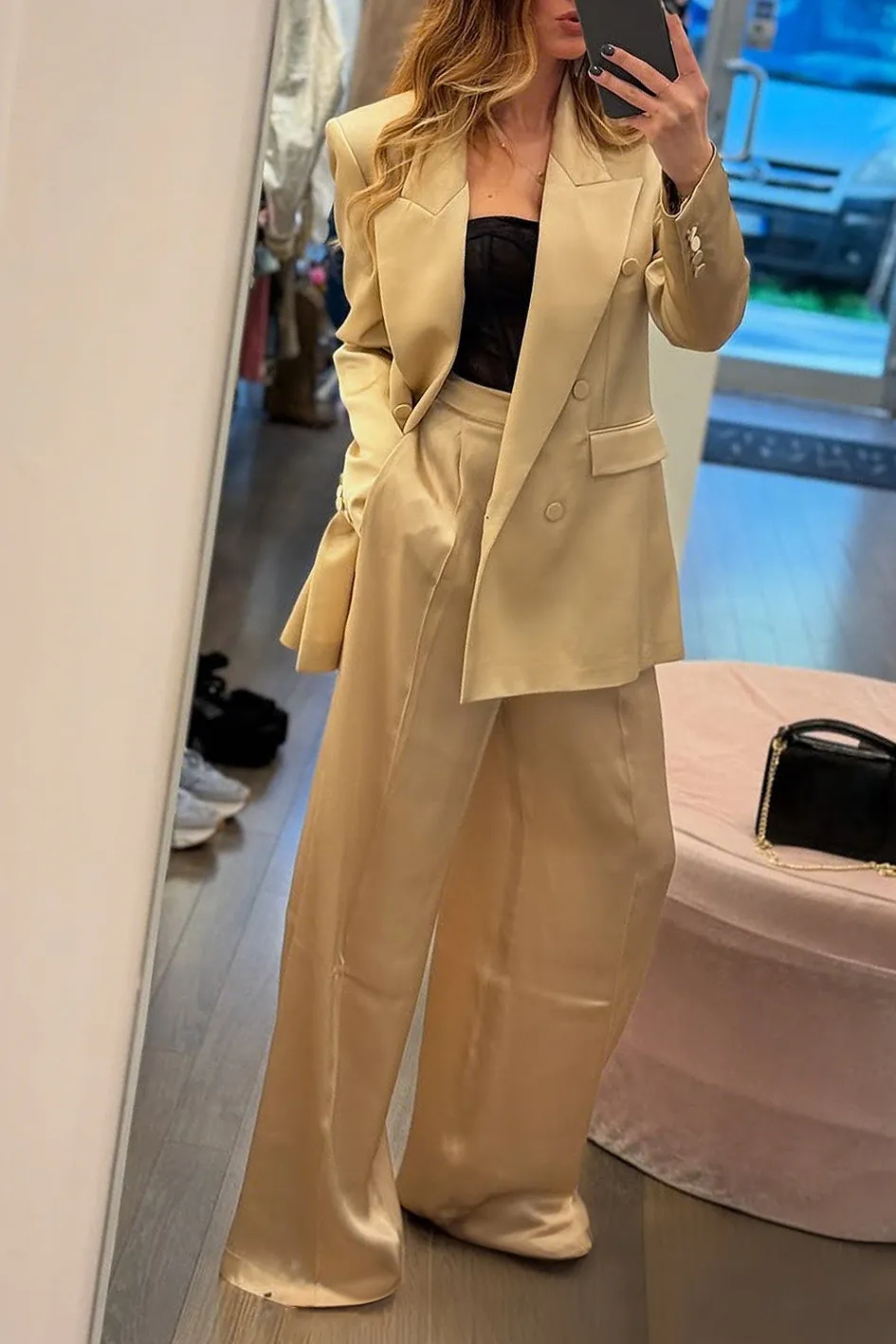 Women'S Satin Casual Top And Pants 2-Piece Set