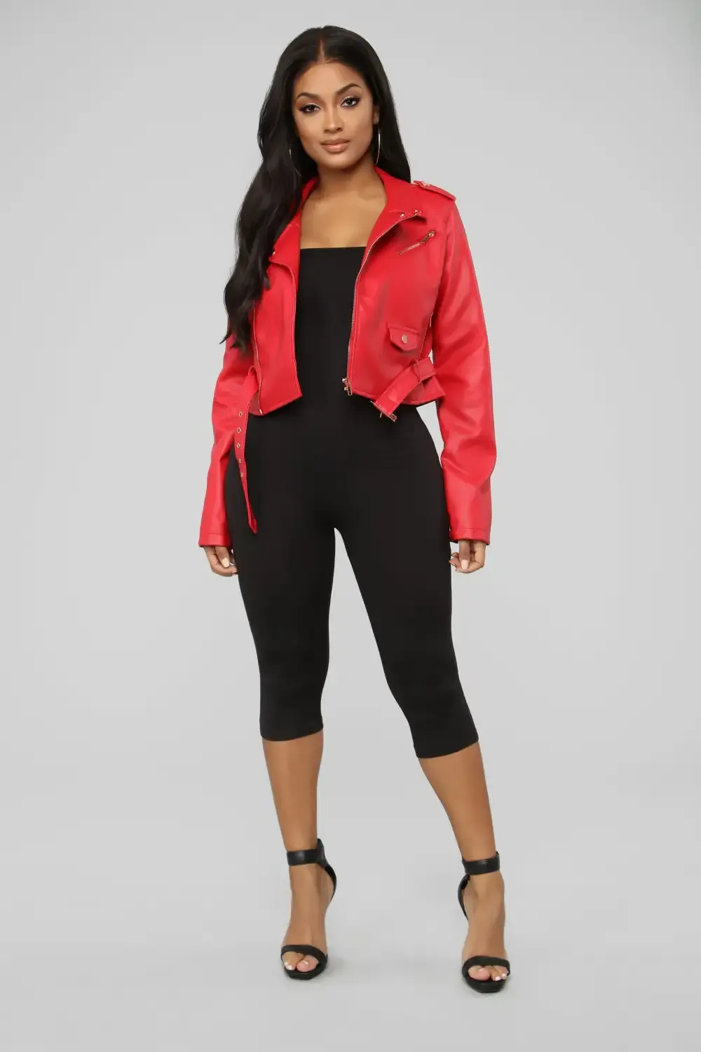 Remind Me Later Faux Leather Jacket - Red