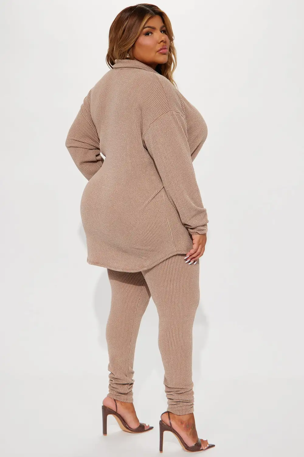 Maddie Ribbed Legging Set - Taupe