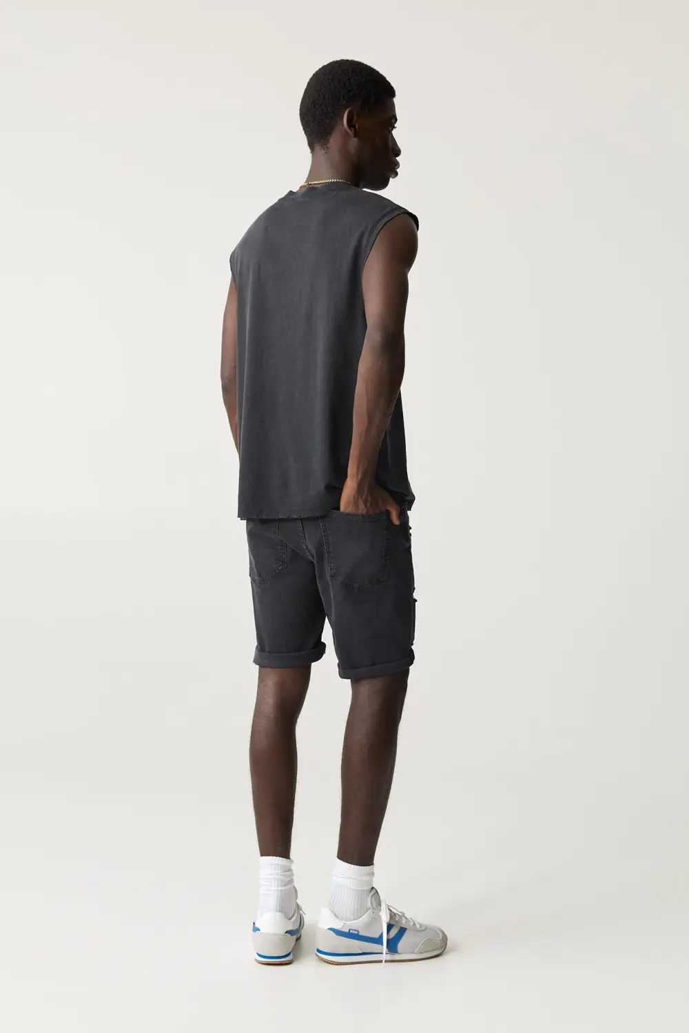 Ripped denim Bermuda shorts