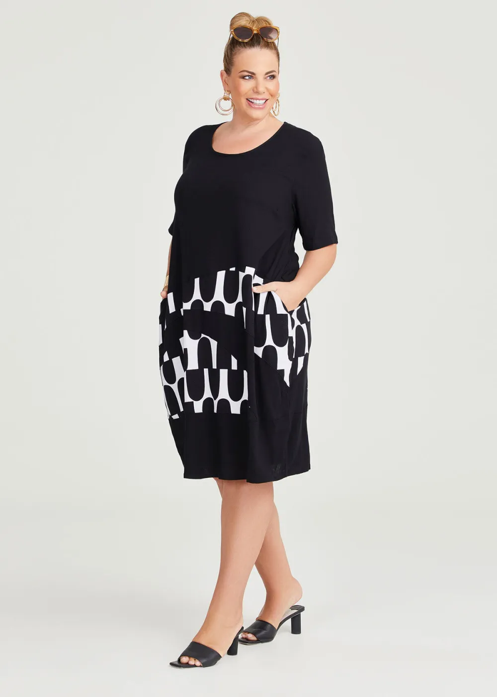 Spliced Natural Tulip Dress