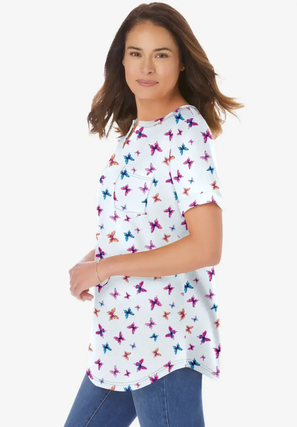 Short-Sleeve Notch-Neck Tee