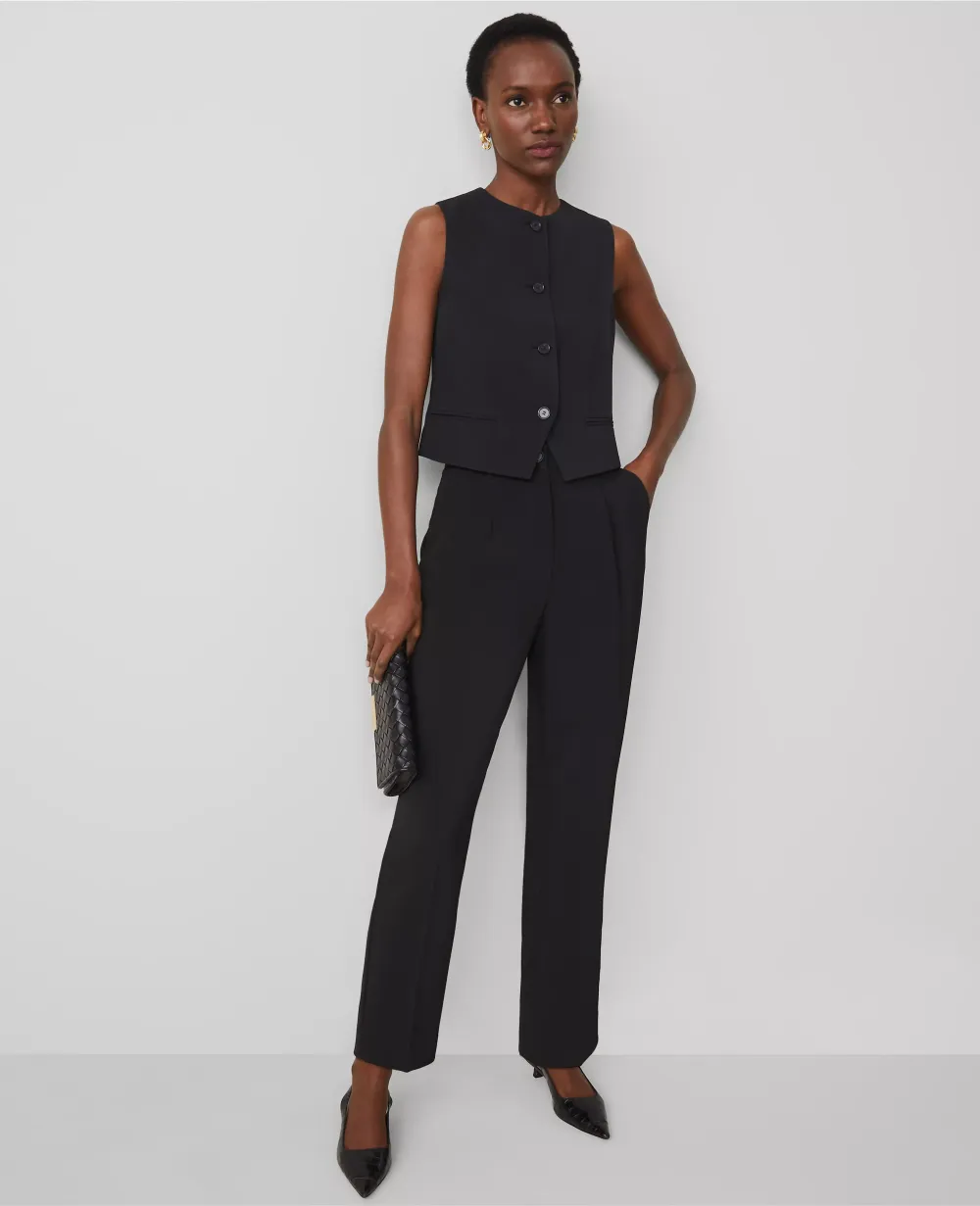 The Cropped Vest in Fluid Crepe