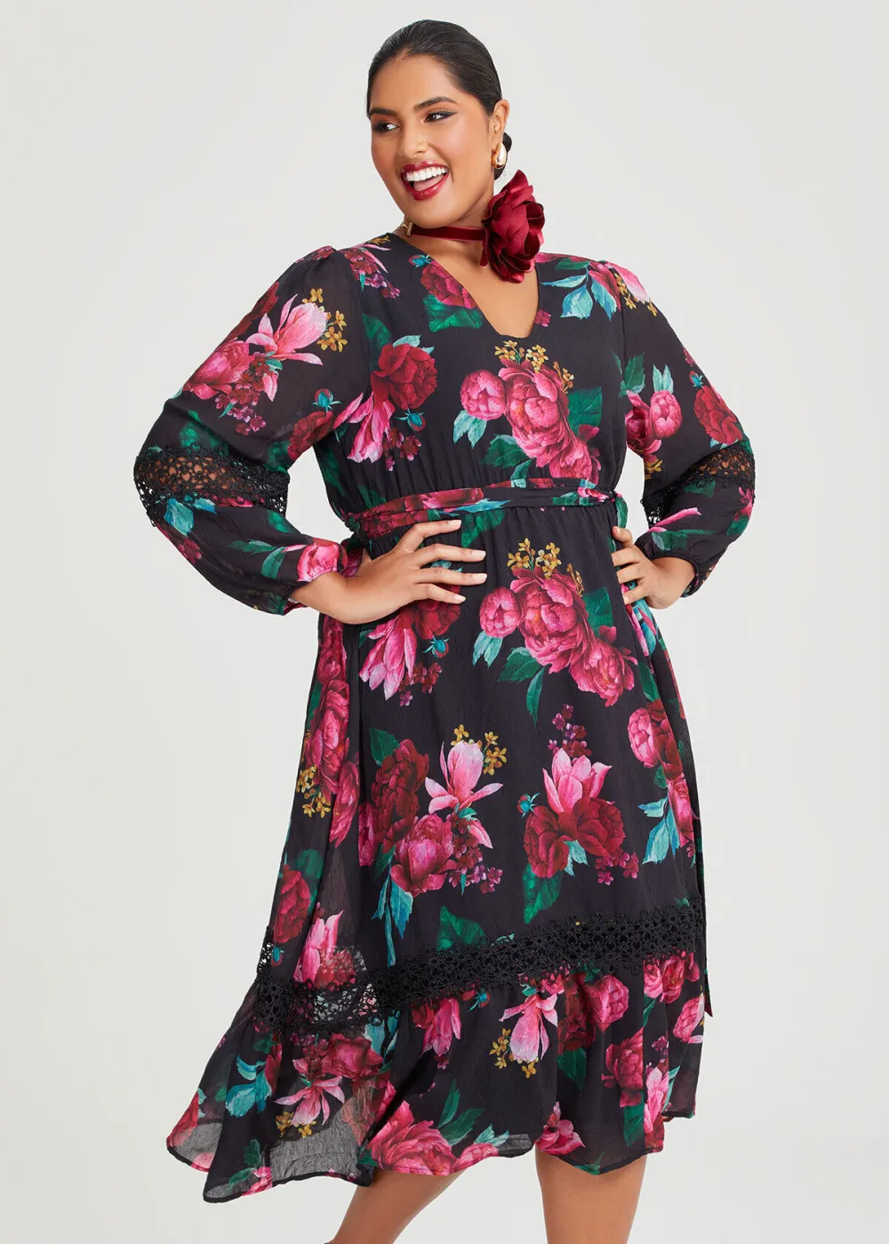 Yarra Chiffon Floral Midi Dress