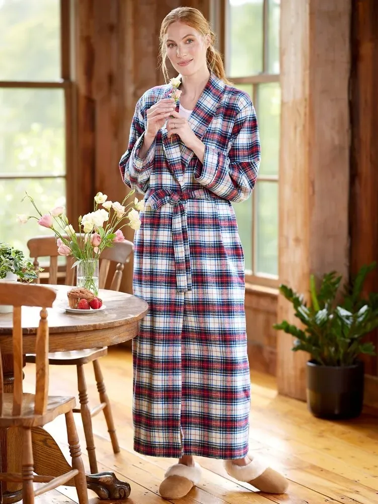 Women's Portuguese Cotton Flannel Wrap Robe