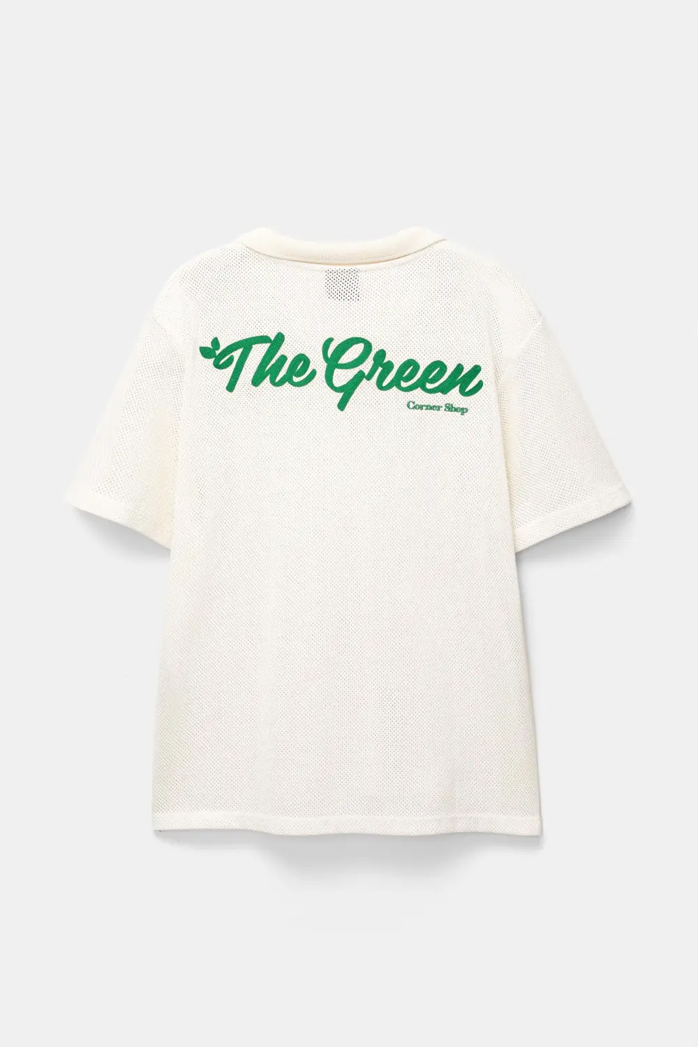 Semi-sheer fabric graphic polo shirt