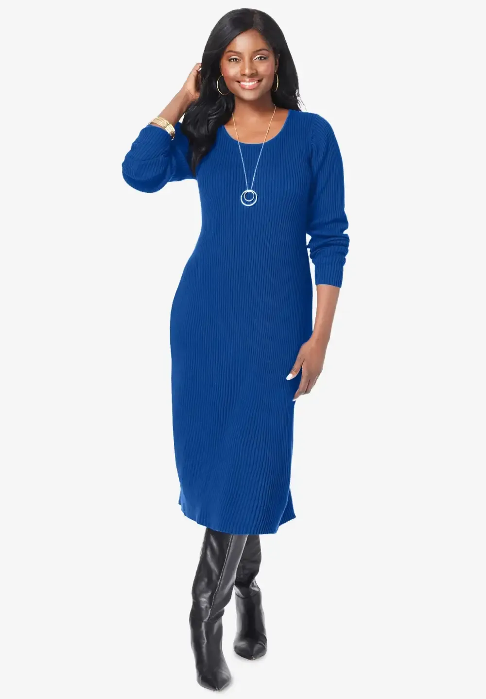 Scoop-Neck Sweater Dress