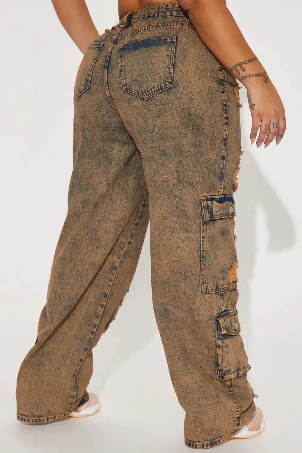 Riley Ripped Baggy Cargo Jean - Copper