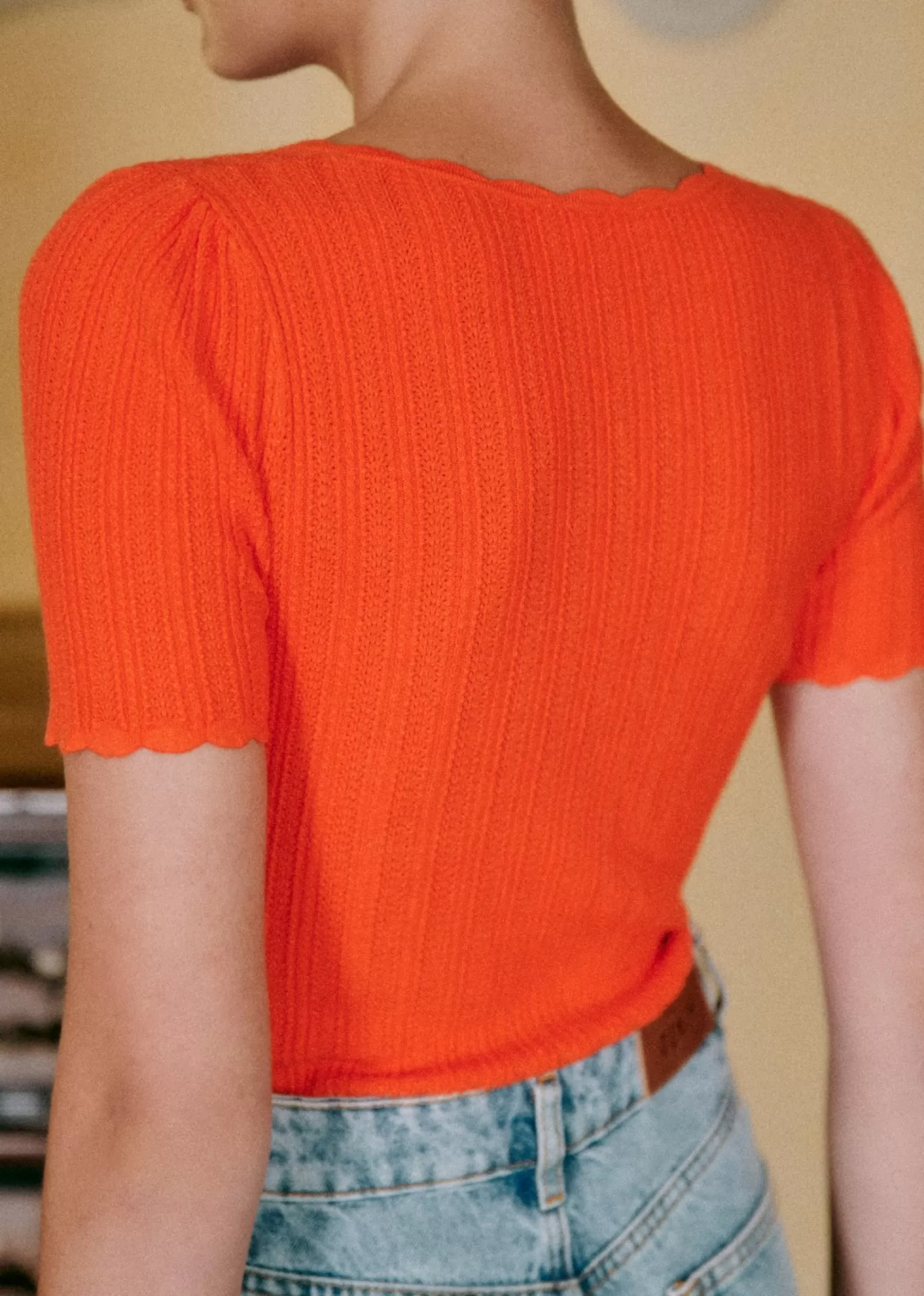 Casual Style Short Sleeve Knitwear