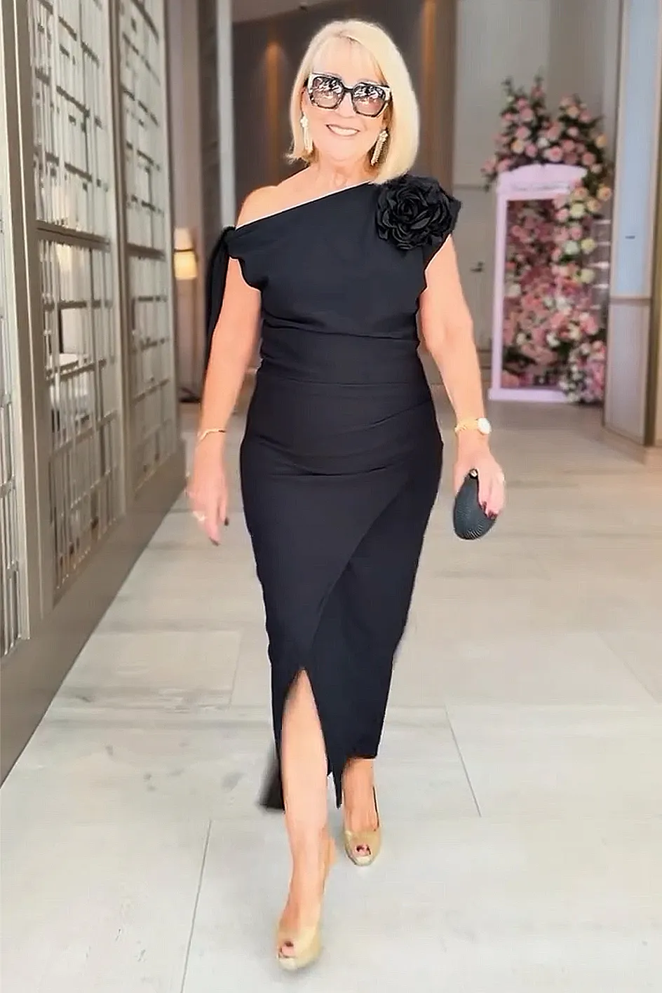 Women'S Elegant Satin One Shoulder Dress
