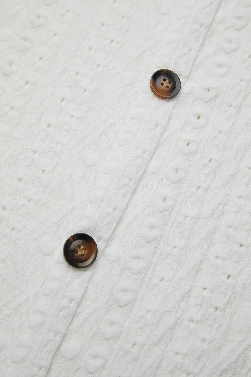 Eyelet Embroidery Button Up Tank Top