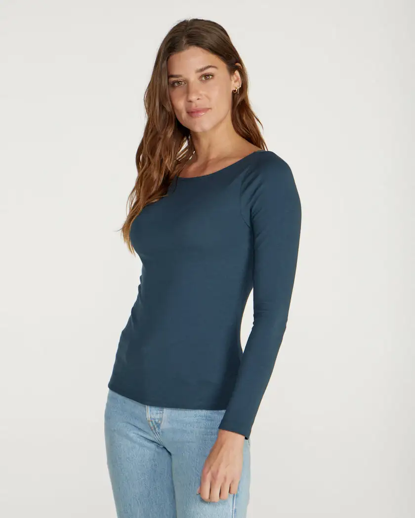 Drift Fitted Boat Neck Long Sleeve