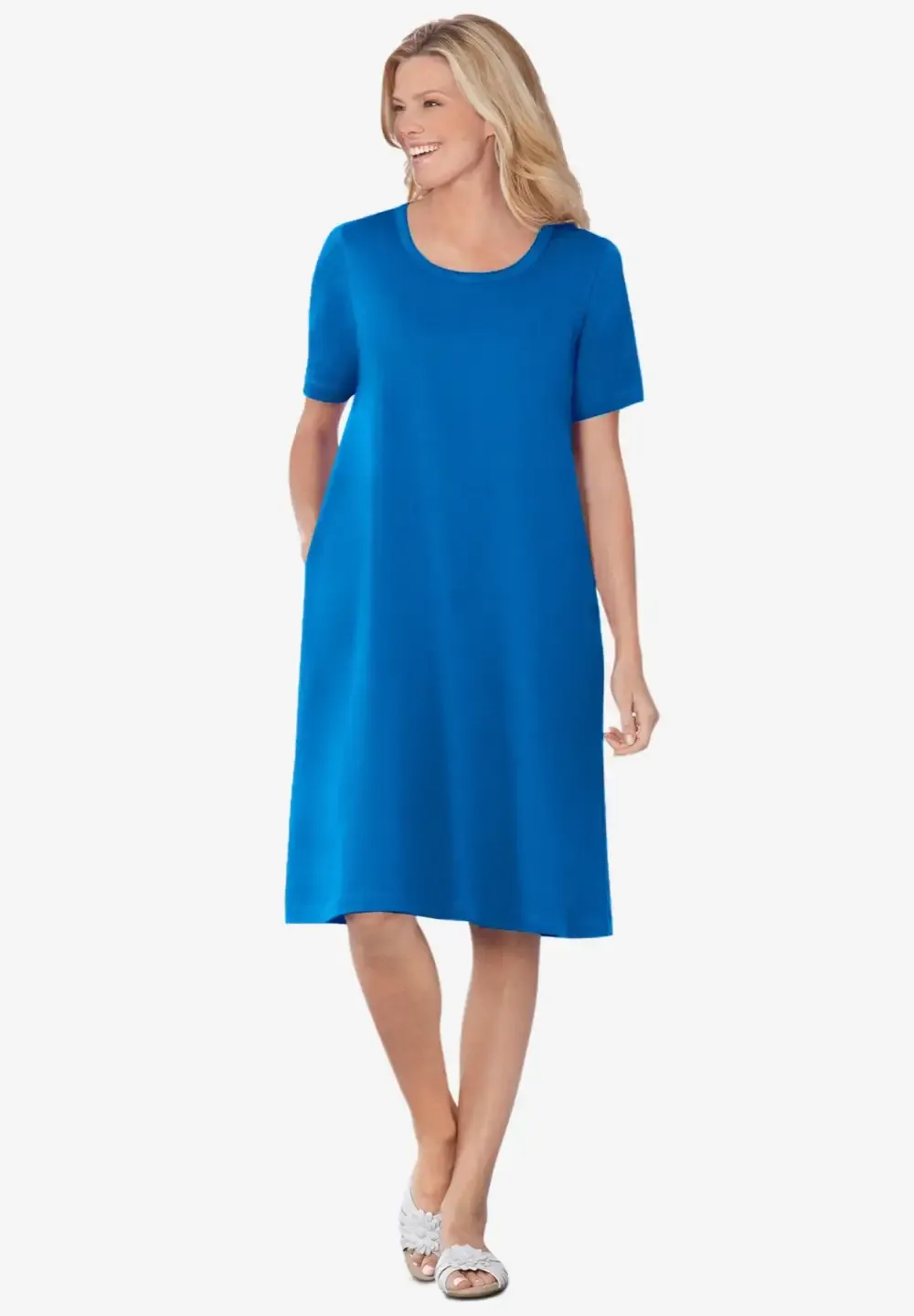 Perfect Short-Sleeve Crewneck Tee Dress