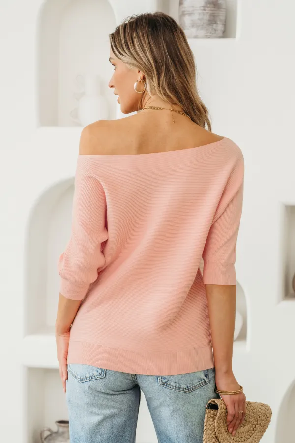 Pink Short Dolman Sleeve Knit Top
