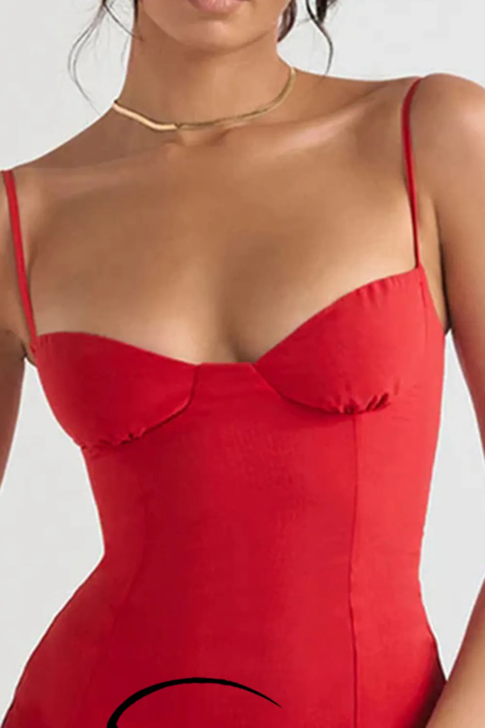 Glamorous Solid Sweetheart Summer Jersey Mini Sundress - Red