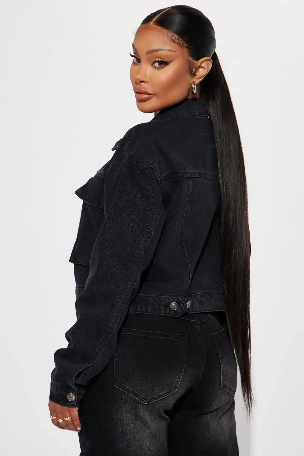 Do It Right Cargo Denim Jacket - Black Wash
