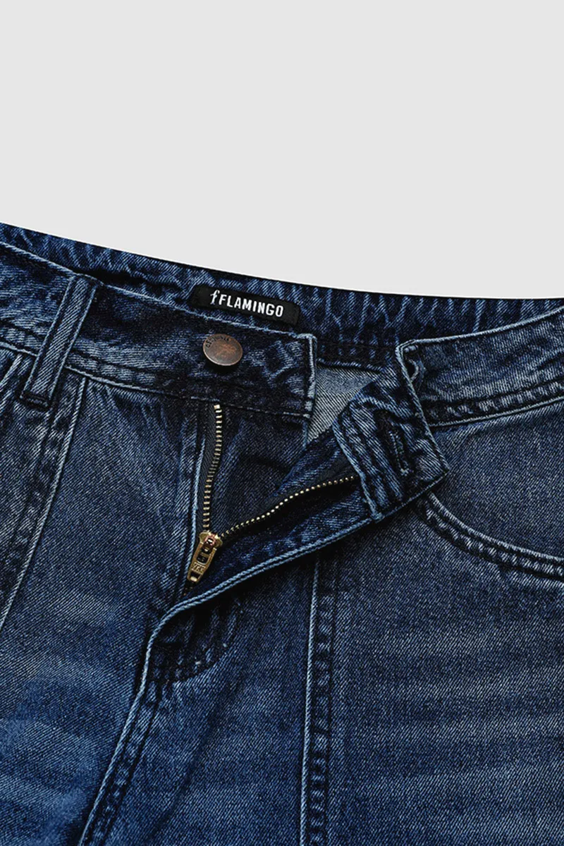 Slant Pocket Mid Waist Wide Leg Crop Jeans