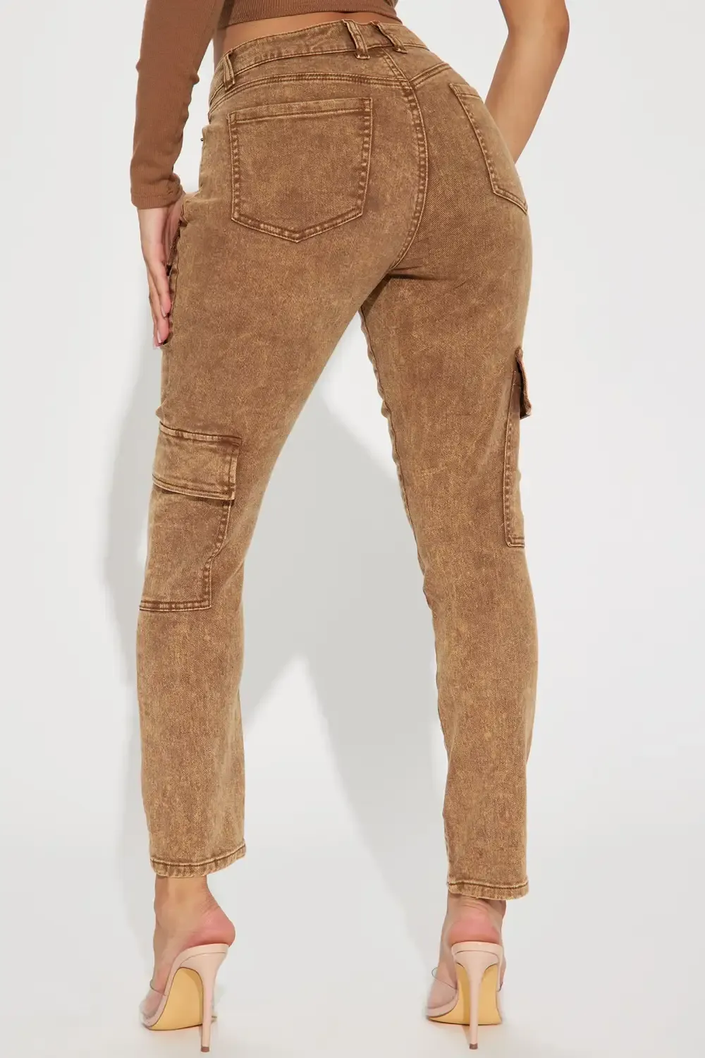 Kalahari Stretch Cargo Skinny Jeans - Brown
