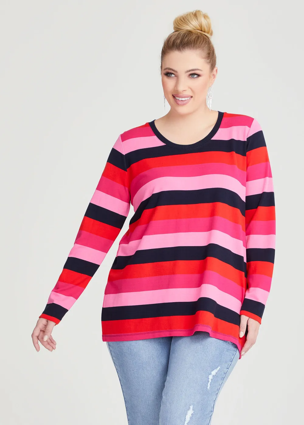 Bamboo Ponte Multi Stripes Top