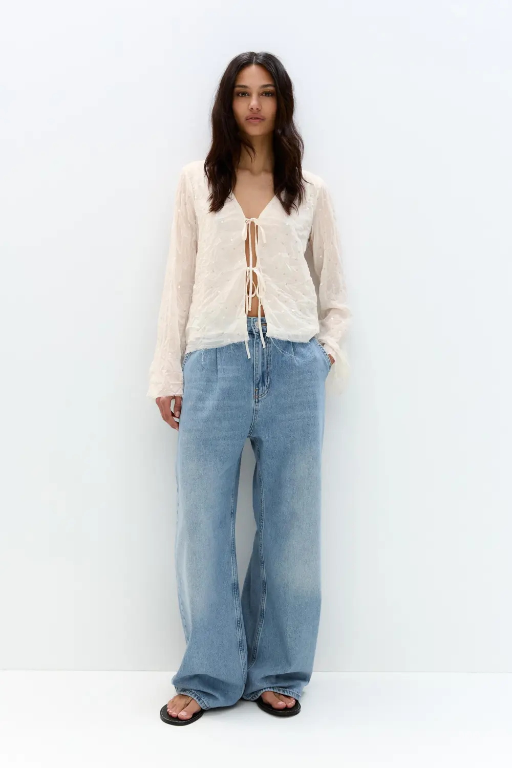 Sequined tulle blouse