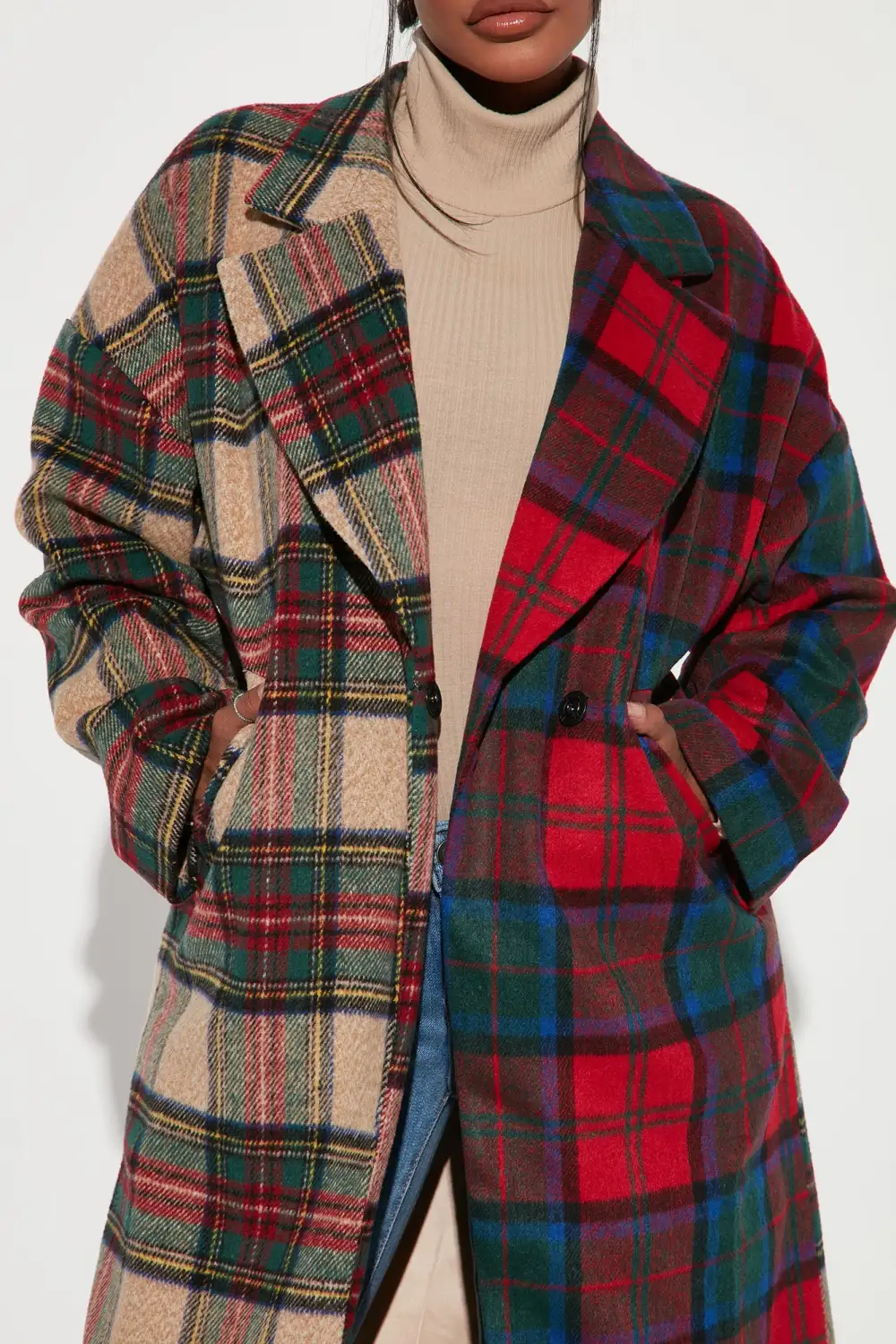 Strange Things Plaid Coat - Red/combo